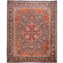 Kashmar Persian Rug 13'4" x 9'10" - Semi Antique Afshan Crimson, Ivory Hand Knotted | front view | SKU 110991
