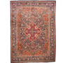 Kashmar Persian Rug 12'12" x 9'8" - Semi Antique Afshan Crimson, Ivory Hand Knotted | front view | SKU 110993