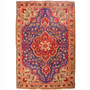 Tabriz Persian Rug 4'8" x 3'1" - Semi Antique Medallion Red, Cream Hand Knotted | front view | SKU 110994