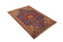 Tabriz Persian Rug 4'8" x 3'1" - Semi Antique Medallion Red, Cream Hand Knotted | corner detail | SKU 110994
