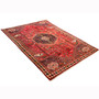 Shiraz Persian Rug 9'7" x 6'8" - Semi Antique Geometric Blue, Red Hand Knotted | texture detail | SKU 111042