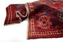 Shiraz Persian Rug 9'0" x 6'4" - Semi Antique Geometric Blue, Red Hand Knotted | detail view | SKU 111043