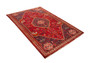 Shiraz Persian Rug 9'0" x 6'4" - Semi Antique Geometric Blue, Red Hand Knotted | corner detail | SKU 111043