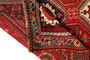 Shiraz Persian Rug 9x6 ft - Semi Antique Medallion Geometric Madder Red, Dark Red, Navy Blue Hand Knotted | corner detail | SKU 111044
