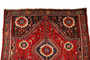Shiraz Persian Rug 9x6 ft - Semi Antique Medallion Geometric Madder Red, Dark Red, Navy Blue Hand Knotted | texture detail | SKU 111044
