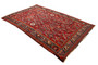 Shiraz Persian Rug 8x5 ft - Semi Antique Afshan (All-Over), Geometric Madder Red, Dark Red, Navy Blue Hand Knotted | side view | SKU 111046