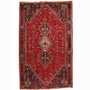 Shiraz Persian Rug 10'0" x 6'3" - Semi Antique Geometric Blue, Red Hand Knotted | front view | SKU 111047