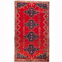 Saveh Persian Rug 7x4 ft - Semi Antique Medallion Red, Brown Hand Knotted | front view | SKU 111121