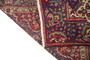 Tabriz Persian Rug 9x6 ft - Semi Antique Shah Abbasi, Medallion (Toranj) Navy Blue, Madder Red, Ivory Hand Knotted | side view | SKU 110410