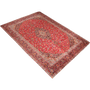 Kashan Persian Rug 12'4" x 9'2" - Semi Antique Medallion Crimson, Navy Blue Hand Knotted | texture detail | SKU 110001