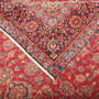 Kashan Persian Rug 12'4" x 9'2" - Semi Antique Medallion Crimson, Navy Blue Hand Knotted | corner detail | SKU 110001