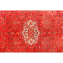 Hosseinabad Persian Rug 10'8" x 5'5" - Semi Antique Medallion Crimson, Ivory Hand Knotted | pile detail | SKU 110002