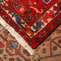 Meshkin Persian Rug 9x3 ft - Semi Antique Medallion Geometric Crimson, Navy Blue, Burgundy Hand Knotted | corner detail | SKU 110037