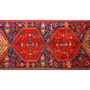Meshkin Persian Rug 9x3 ft - Semi Antique Medallion Geometric Crimson, Navy Blue, Burgundy Hand Knotted | pile detail | SKU 110037