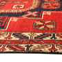 Meshkin Persian Rug 12'6" x 4'4" - Semi Antique Geometric Crimson, Green Hand Knotted | side view | SKU 110042