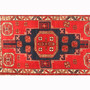 Meshkin Persian Rug 12'6" x 4'4" - Semi Antique Geometric Crimson, Green Hand Knotted | pile detail | SKU 110042