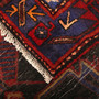 Nahavand Persian Rug 10x4 ft - Semi Antique Medallion Navy Blue, Red Hand Knotted | corner detail | SKU 110110