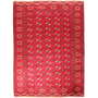 Turkmen Persian Rug 10x6 ft - Semi Antique Geometric, Turkmen Gul Crimson, Madder Red, Burgundy Hand Knotted | front view | SKU 110123