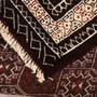 Turkmen Persian Rug 3'10" x 2'8" - Semi Antique Geometric Crimson, Navy Blue Hand Knotted | corner detail | SKU 110137