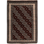 Turkmen Persian Rug 3x2 ft - Semi Antique Geometric Crimson, Navy Blue Hand Knotted | front view | SKU 110137