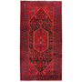 Zanjan Persian Rug 10'2" x 5'2" - Semi Antique Medallion Navy Blue, Crimson Hand Knotted | front view | SKU 110296