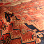 Zanjan Persian Rug 6'7" x 4'6" - Semi Antique Medallion Navy Blue, Crimson Hand Knotted | texture detail | SKU 110297
