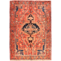 Zanjan Persian Rug 6'7" x 4'6" - Semi Antique Medallion Navy Blue, Crimson Hand Knotted | front view | SKU 110297
