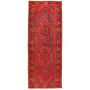 Gholtogh Persian Rug 9x3 ft - Semi Antique Medallion (Toranj), Geometric Crimson, Navy Blue, Dark Red Hand Knotted | front view | SKU 110298