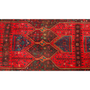 Kurdish Persian Rug 12x4 ft - Semi Antique Geometric, Diamond Lattice Madder Red, Dark Red, Navy Blue Hand Knotted | pile detail | SKU 110319
