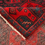 Bijar Persian Rug 10'5" x 3'9" - Semi Antique Medallion Crimson, Navy Blue Hand Knotted | corner detail | SKU 110338