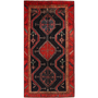 Bijar Persian Rug 9'6" x 4'7" - Semi Antique Medallion Crimson, Navy Blue Hand Knotted | front view | SKU 110341