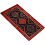Bijar Persian Rug 9x4 ft - Semi Antique Medallion Toranj Geometric Crimson Black Brick Red Hand Knotted | texture detail | SKU 110341