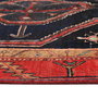 Bijar Persian Rug 9x4 ft - Semi Antique Medallion Toranj Geometric Crimson Black Brick Red Hand Knotted | side view | SKU 110341