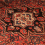 Hosseinabad Persian Rug 9'8" x 5'3" - Semi Antique Medallion Crimson, Ivory Hand Knotted | back view | SKU 110365