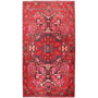 Nahavand Persian Rug 10x5 ft - Semi Antique Medallion Toranj Herati Mahi Madder Red Crimson Navy Blue Hand Knotted | front view | SKU 110367