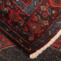 Senneh Persian Rug 4'4" x 3'11" - Semi Antique Medallion Crimson, Navy Blue Hand Knotted | corner detail | SKU 110391