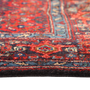 Senneh Persian Rug 4'4" x 3'11" - Semi Antique Medallion Crimson, Navy Blue Hand Knotted | side view | SKU 110391