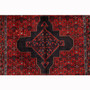 Senneh Persian Rug 4'4" x 3'11" - Semi Antique Medallion Crimson, Navy Blue Hand Knotted | pile detail | SKU 110391