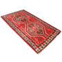 Shiraz Persian Rug 4'5" x 2'7" - Semi Antique Geometric Blue, Red Hand Knotted | texture detail | SKU 110471