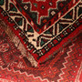 Shiraz Persian Rug 4'5" x 2'7" - Semi Antique Geometric Blue, Red Hand Knotted | corner detail | SKU 110471