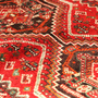 Shiraz Persian Rug 4'5" x 2'7" - Semi Antique Geometric Blue, Red Hand Knotted | back view | SKU 110471