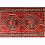 Shiraz Persian Rug 4'5" x 2'7" - Semi Antique Geometric Blue, Red Hand Knotted | pile detail | SKU 110471