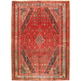 Hamadan Persian Rug 10x7 ft - Semi Antique Afshan Red, Blue Hand Knotted | front view | SKU 110508