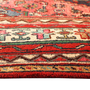 Hamadan Persian Rug 10'2" x 7'3" - Semi Antique Afshan Red, Blue Hand Knotted | side view | SKU 110508