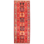 Ardabil Persian Rug 11x3 ft - Semi Antique Kheshti Garden, Geometric Madder Red, Crimson, Dark Red Hand Knotted | front view | SKU 110544