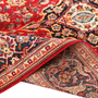 Kashan Persian Rug 6'8" x 4'4" - Semi Antique Medallion Crimson, Navy Blue Hand Knotted | detail view | SKU 110667