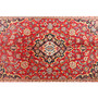 Kashan Persian Rug 6x4 ft - Semi Antique Shah Abbasi, Medallion (Toranj) Crimson, Navy Blue, Cream Hand Knotted | pile detail | SKU 110667