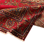 Tabriz Persian Rug 12x9 ft - Semi Antique Medallion Red, Cream Hand Knotted | detail view | SKU 110992