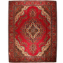 Tabriz Persian Rug 12'8" x 9'10" - Semi Antique Medallion Red, Cream Hand Knotted | front view | SKU 110992