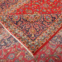 Ardekan Persian Rug 12x9 ft - Semi Antique Shah Abbasi, Medallion (Toranj) Red, Cream, Navy Blue Hand Knotted | corner detail | SKU 111005